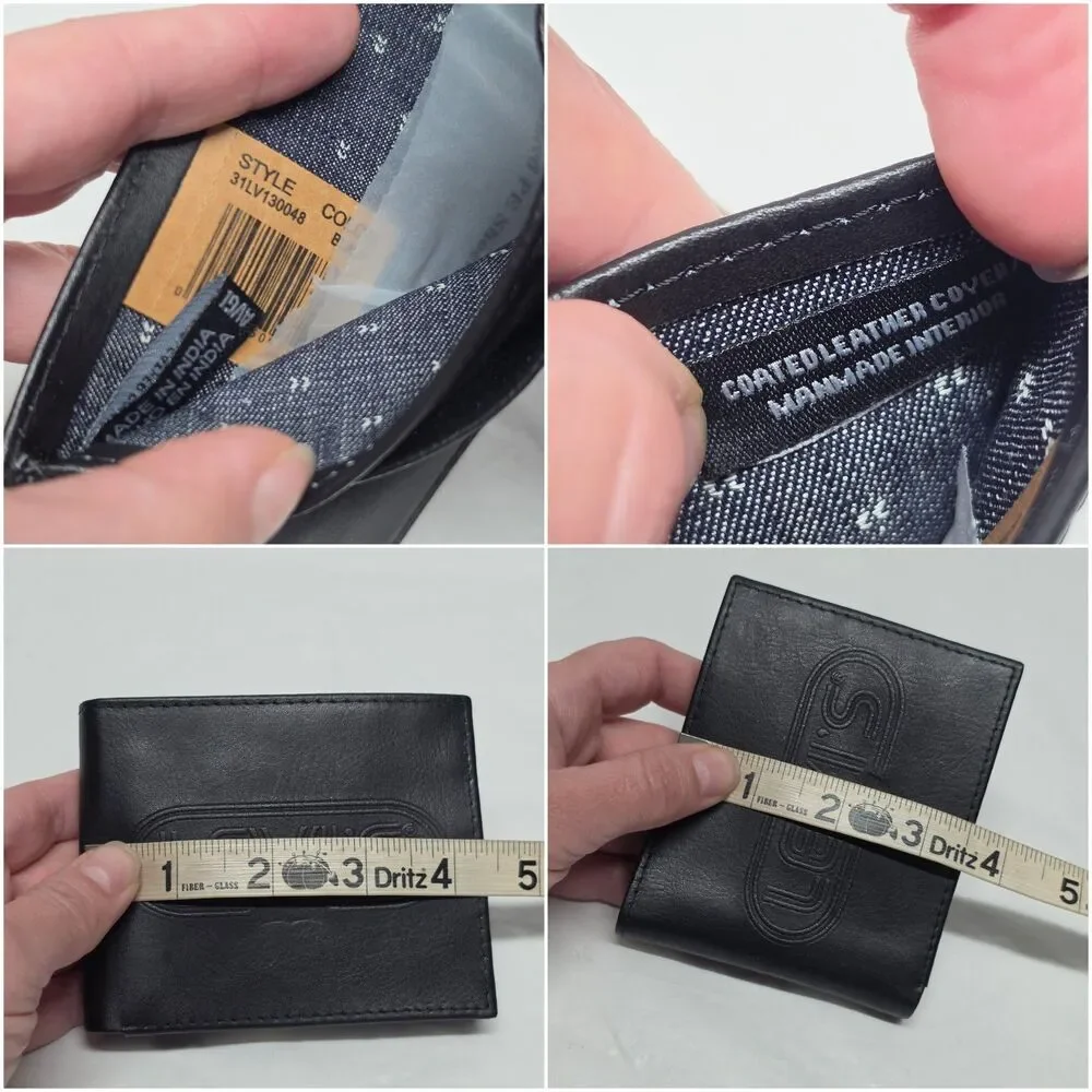 Levi's Men's Bifold Wallet RFID Identity Theft Protection Black Coated Leather